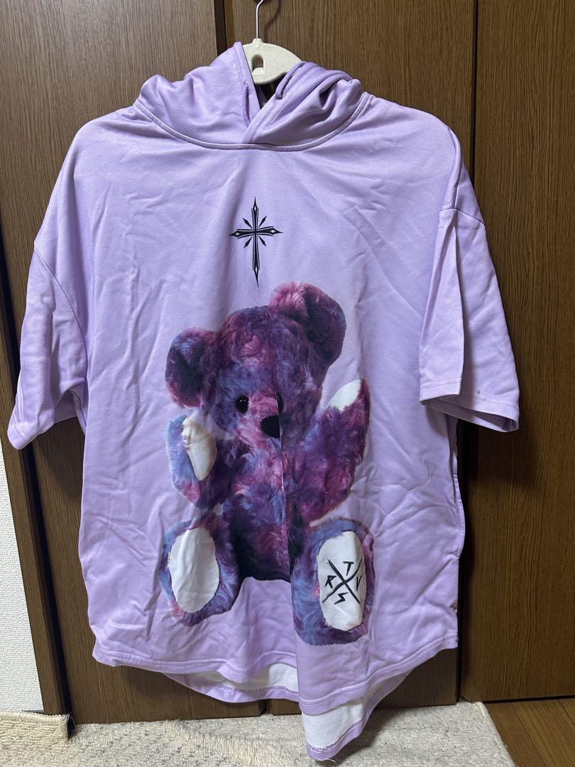 フード付きTシャツ クマプリント ラベンダーカラー TRAVAS TOKYO