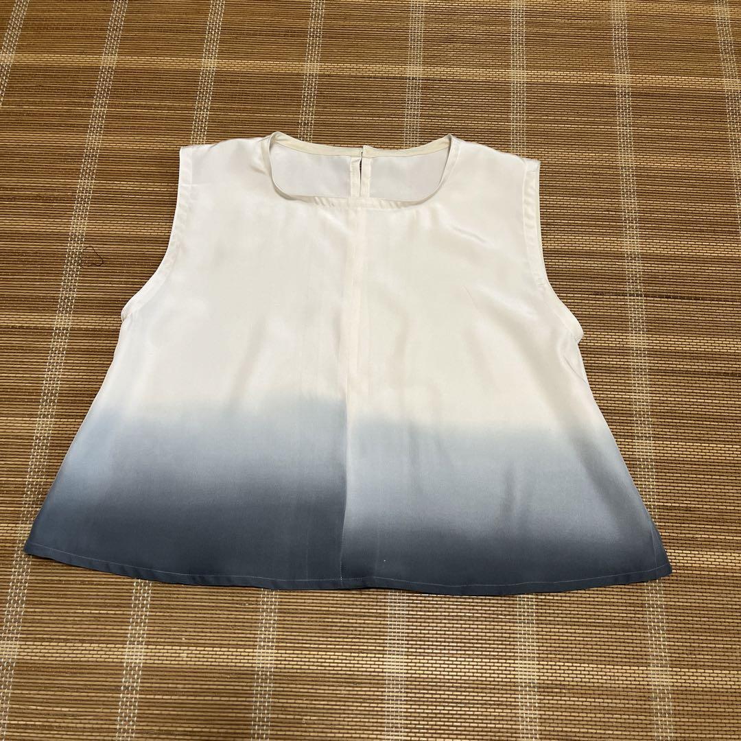 着物リメイク（ノースリーブブラウス）八掛 絹 きなり＋グレー