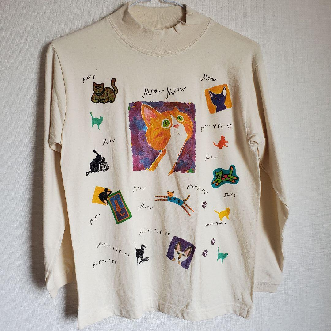 未使用 97年製 ヴィンテージ　猫ロングTシャツ　レディース　動物　ねこ　ネコ