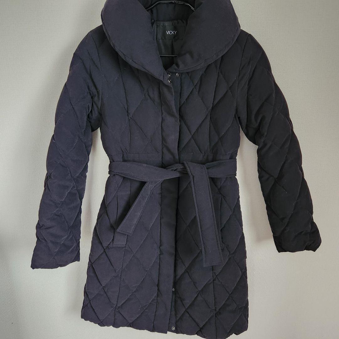 VICKYビッキー黒キルティング ダウンコートジャケット L VICKYビッキー黒キルティング ダウンコートジャケット L