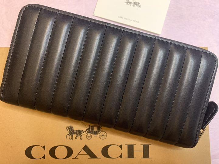 定番正規品 COACH ブラック 新品 アウトレット 3IFH1-m20889726762 コーチ 長財布 キルティング 新作本物保証