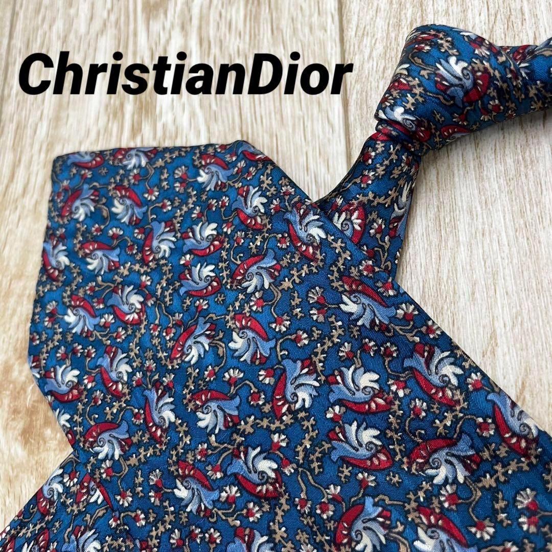 ✨極美品✨ChristianDior ネクタイ フラワー ネイビー シルク100