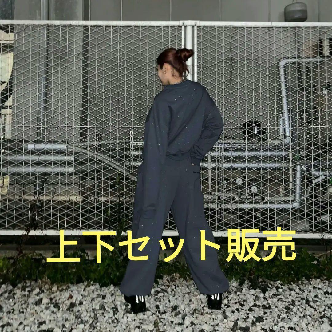 新品 HTH セットアップ　glitter sweat 　ネイビー