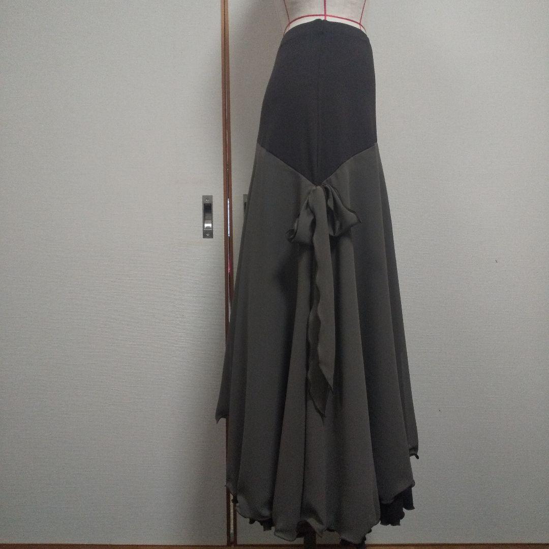ハンドメイド　モカ色✕黒　セットアップ　社交ダンス衣装　トップス　スカート ハンドメイド モカ色✕黒 セットアップ 社交ダンス衣装 トップス