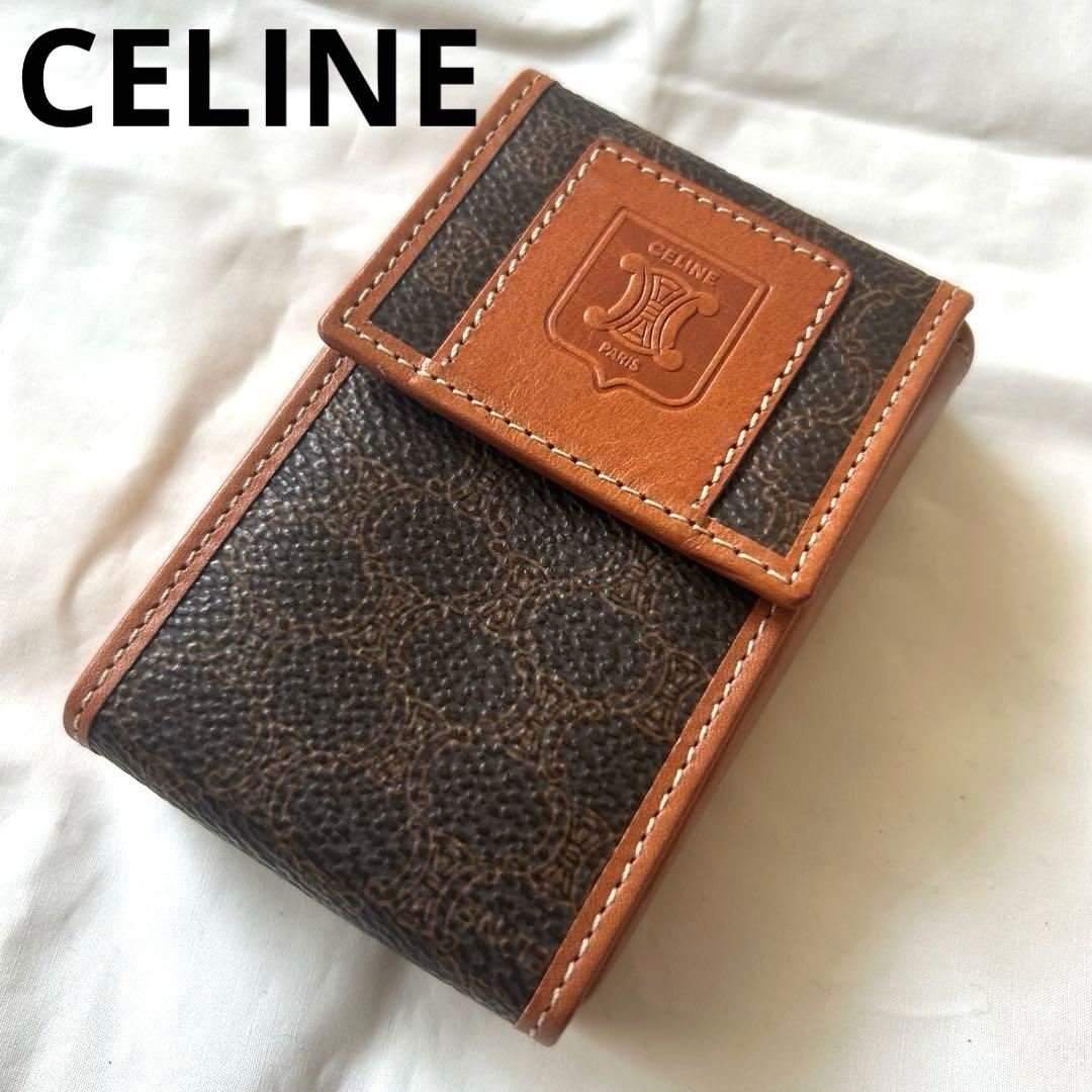 未使用級✨CELINE セリーヌ レザー 小物入れ シガレットケース マカダム柄