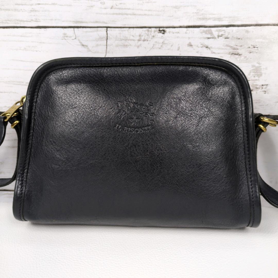 イルビゾンテ IL BISONTE ショルダーバック ネイビー シボ レザー イルビゾンテ IL BISONTE ショルダーバック ネイビー シボ レザー