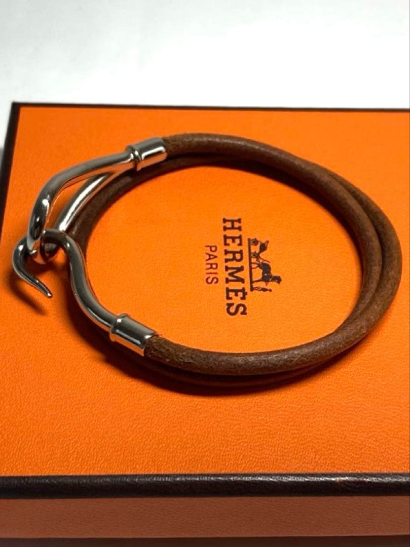 良品 エルメス ジャンボ シルバー金具 チョーカー 2連ブレスレット 箱付き 良品 エルメス ジャンボ シルバー金具 チョーカー 2連ブレスレット 箱付き