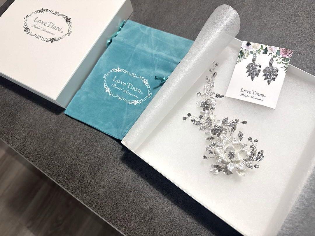【美品】LoveTiara シルバーウェディングヘッドドレス・ピアス