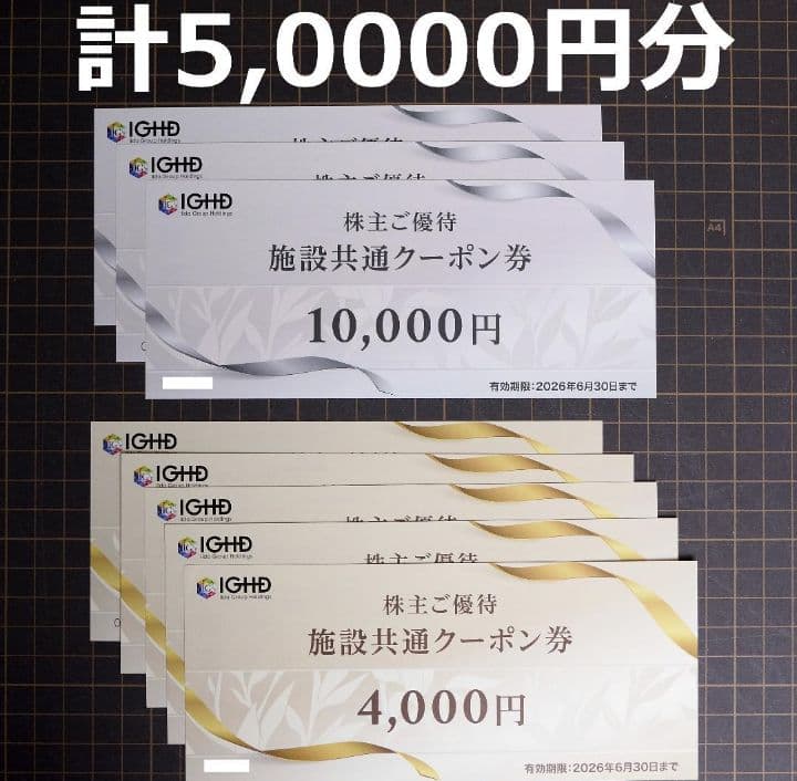 最新 5万円分 江の島アイランドスパ 江の島ホテル 他 飯田グループ株主優待券