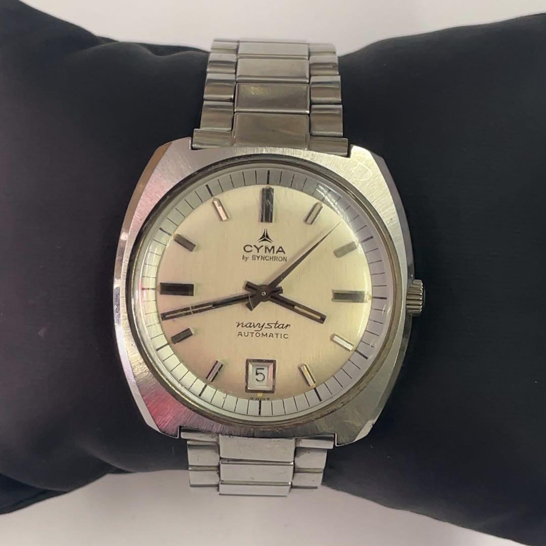 希少 シーマ CYMA by SYNCHRON ネイビースター 自動巻き 稼働中