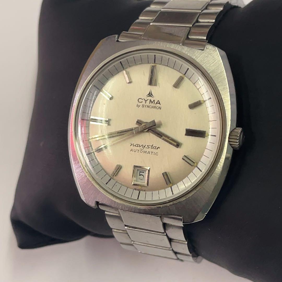 希少 シーマ CYMA by SYNCHRON ネイビースター 自動巻き 稼働中