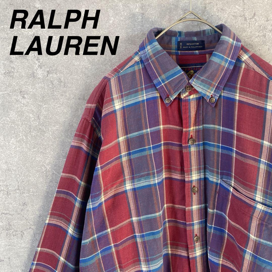 Ralph Lauren chapsチェック柄ネルシャツ 長袖　Mメンズ　e1
