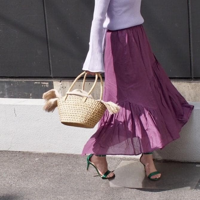 新品 ne Quittez pas コットン ギャザー ヘム ロングスカート F 新品 ne Quittez pas コットン ギャザー ヘム ロングスカート F