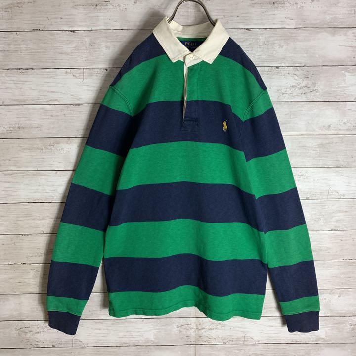 驚きの価格 太ボーダー 刺繍ロゴ ラガーシャツ 長袖 ラルフローレン 驚きの価格 太ボーダー 刺繍ロゴ ラガーシャツ 長袖 ラルフローレン