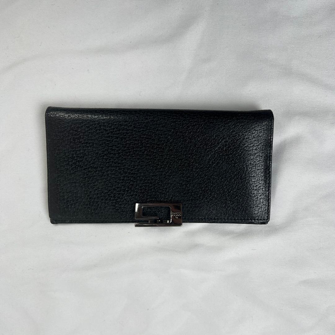 GUCCI G logo leather long wallet black