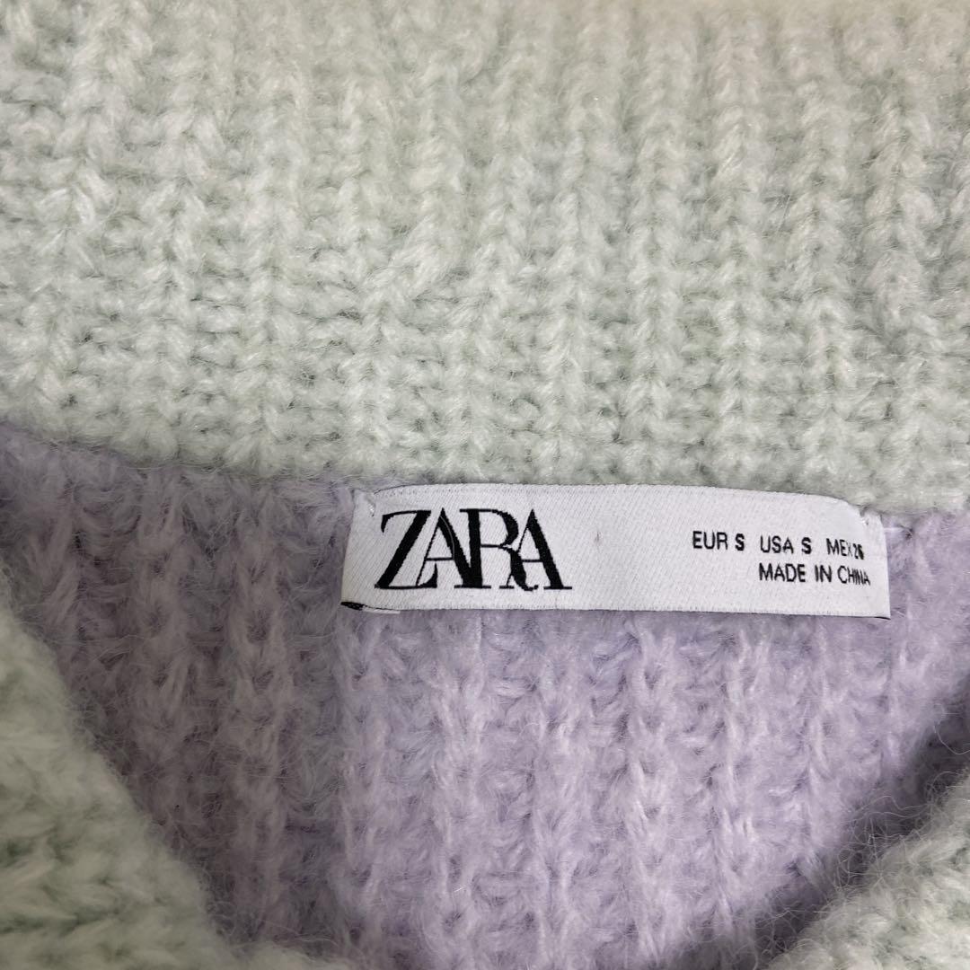 ZARA アルパカ混合 襟付きビジューニット パープル Sサイズ