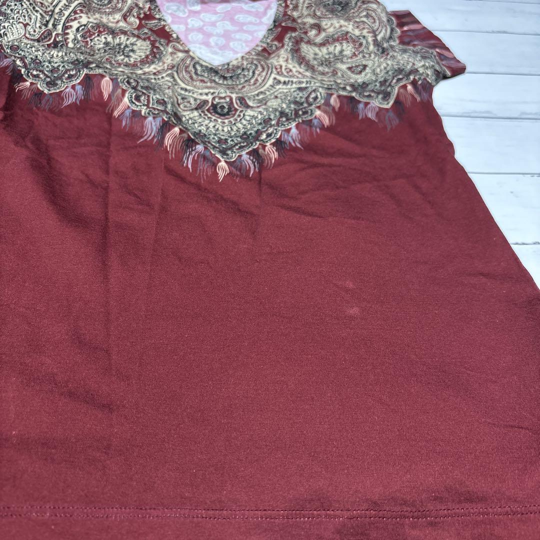 ETRO】ペイズリープリントカットソー Tシャツ Vネック 40 半袖