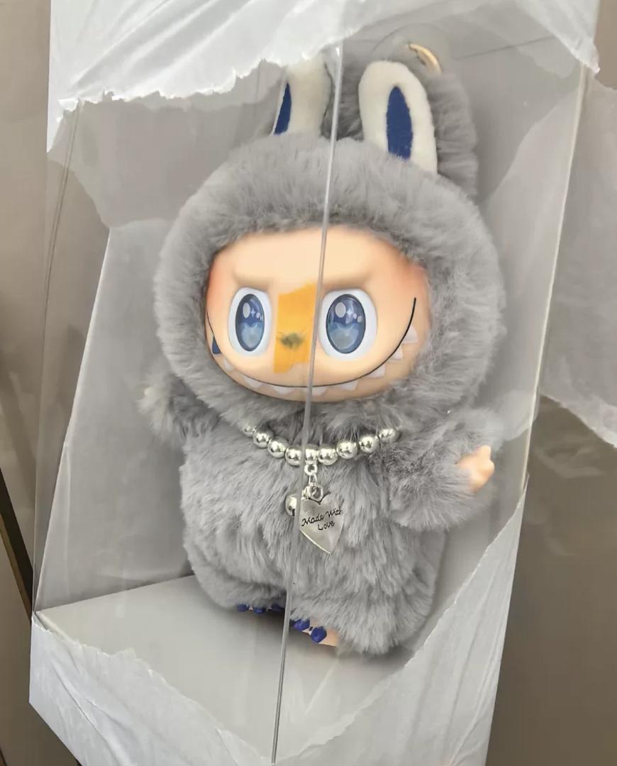 ZIMOMO グレー　LABUBU ラブブ ぬいぐるみ　海外限定POPMART