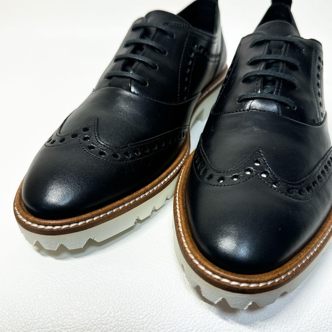 級 38 エコー ECCO レザーシューズ ウィングチップ 黒 24cm 情報