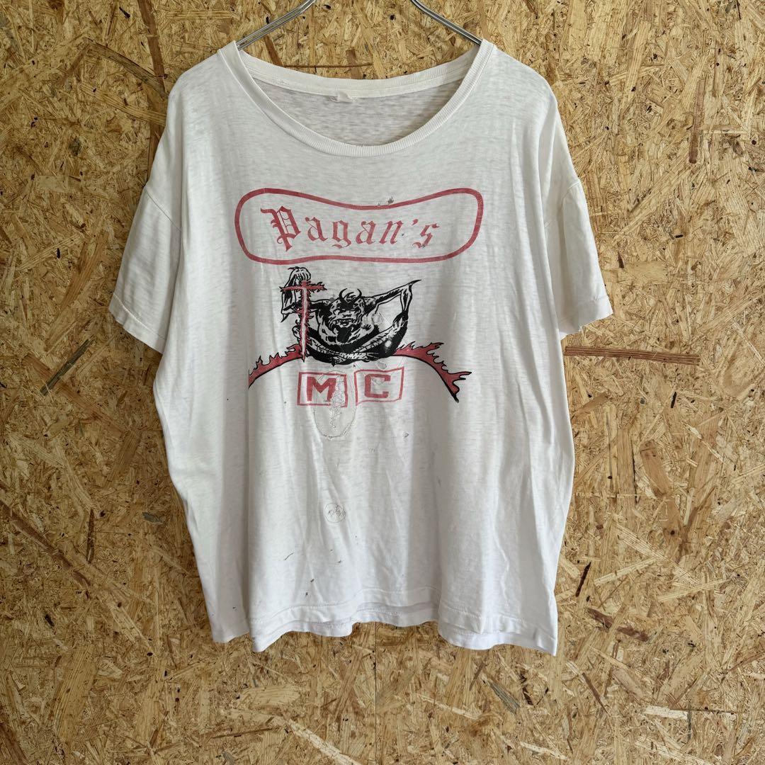60s pagan's MC vintage tee boro 染み込み 画像2