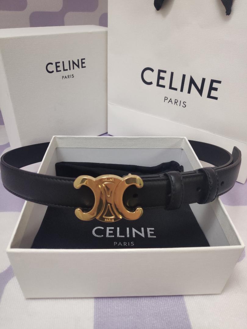 超美品！CELINE・セリーヌ　レザーベルト 金色金具　85 レディース