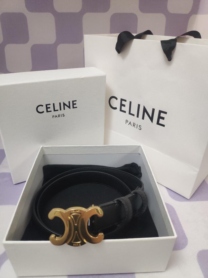 超美品！CELINE・セリーヌ　レザーベルト 金色金具　85 レディース