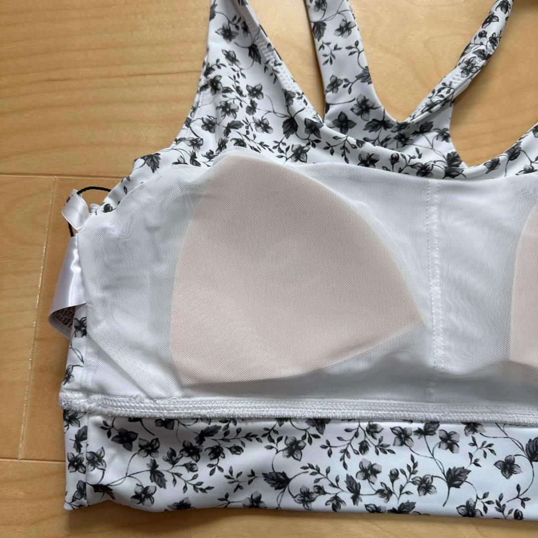 emmi エミ　ヨガウェア　上下セット　ブラトップ　フラワーレギンス　白　L新品
