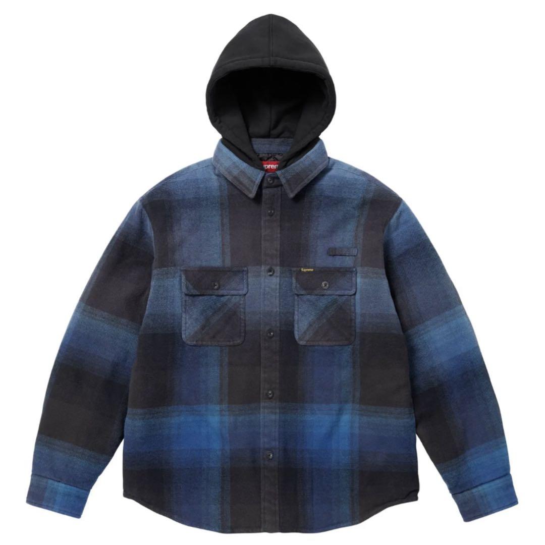 Supreme 25ss キルティング フーディ フランネルシャツ