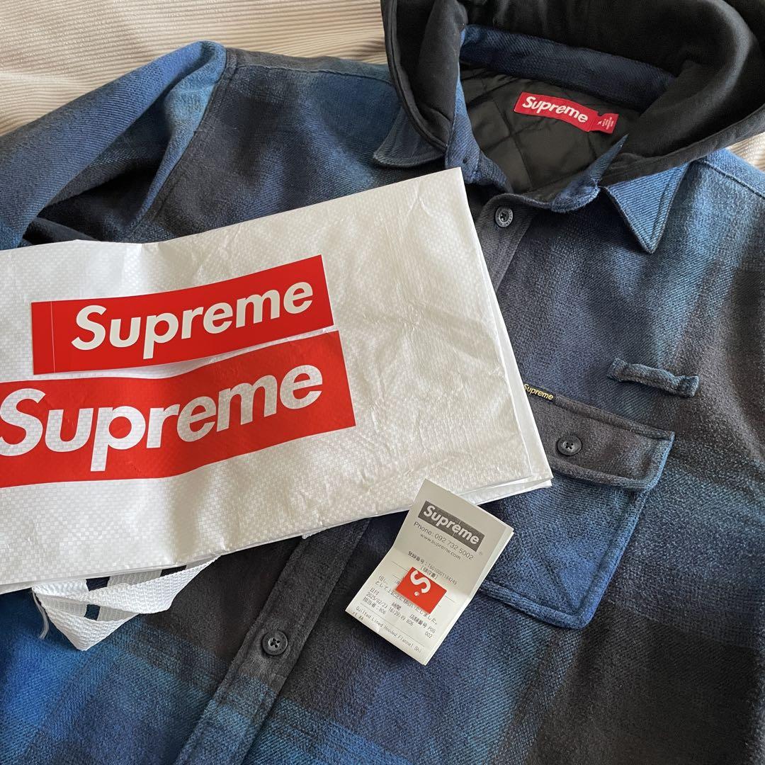 Supreme 25ss キルティング フーディ フランネルシャツ