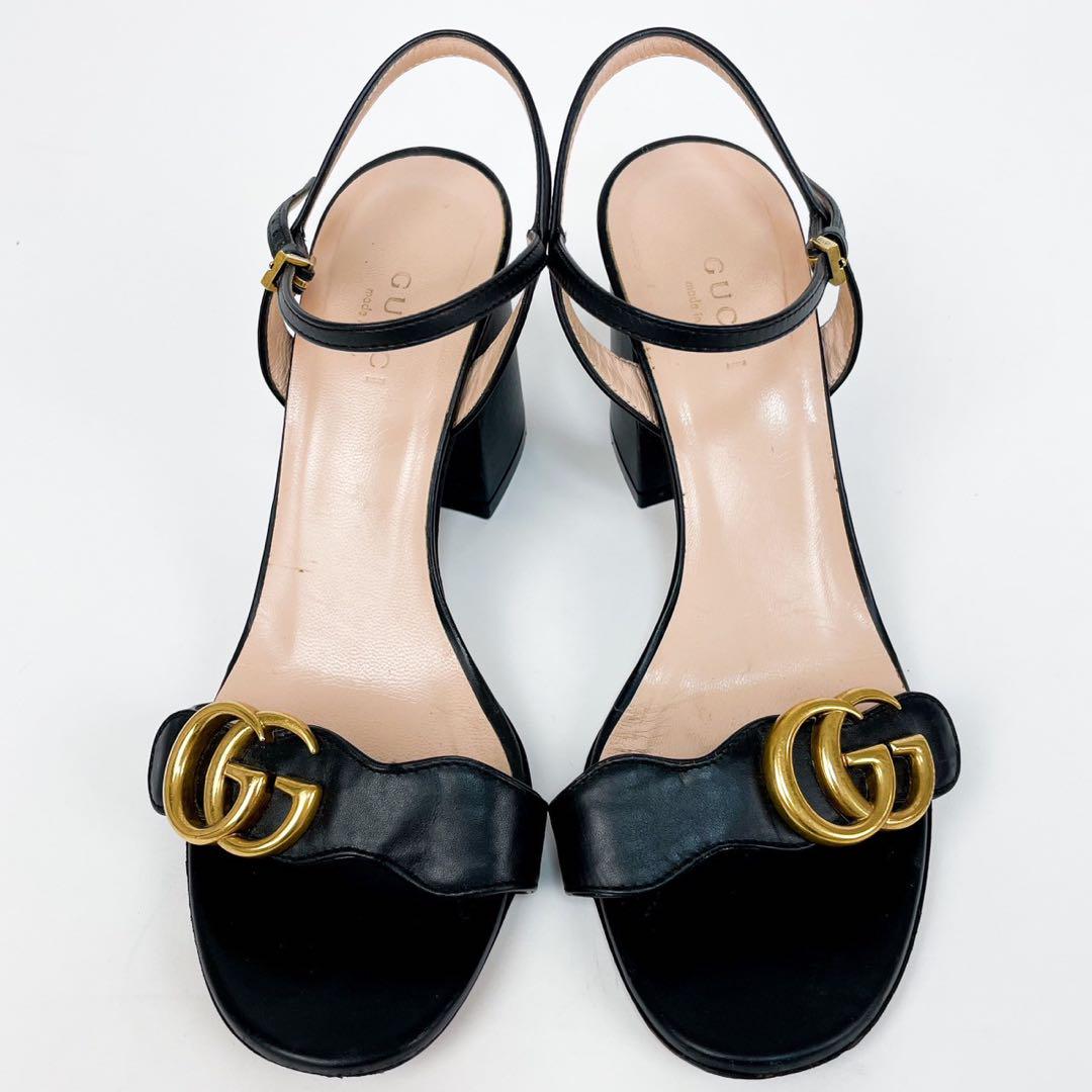 美品！GUCCI サンダル ミュール ミッドヒール GGマーモント36 23cm 美品！GUCCI サンダル ミュール ミッドヒール GGマーモント36 23cm