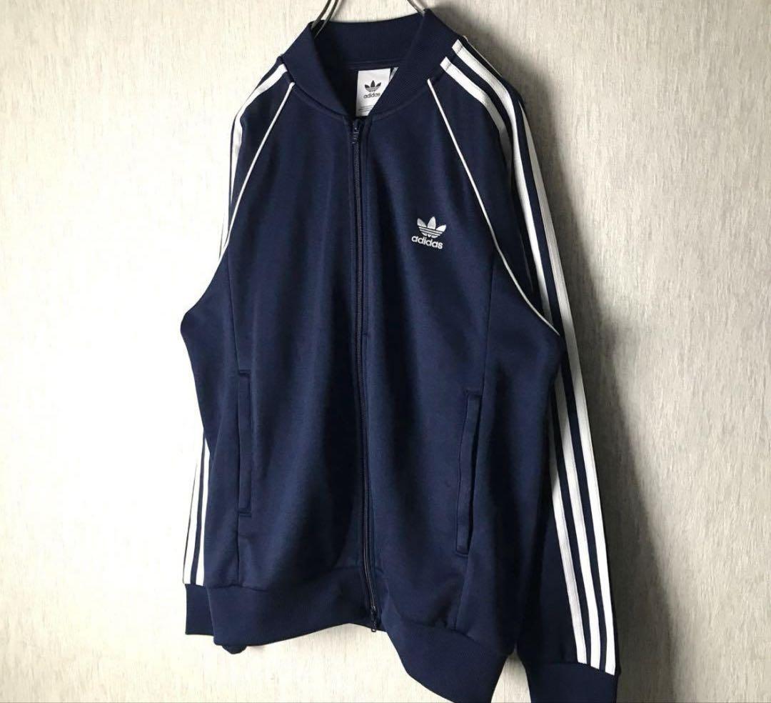 5369極美adidasトラックジャケットあのちゃんSSTネイビーホワイト2XL