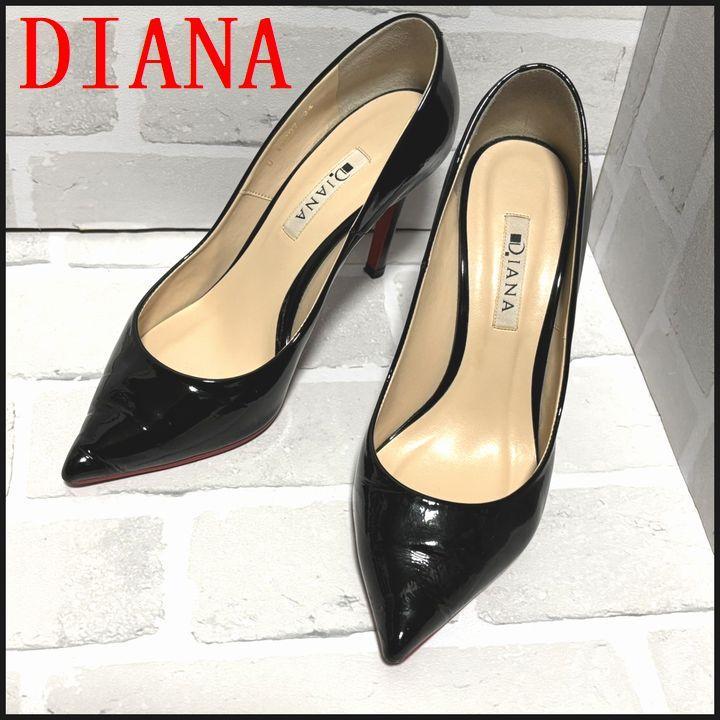 【DIANA/ダイアナ】エナメル ポインテッドトゥ パンプス 黒24：ハイヒール