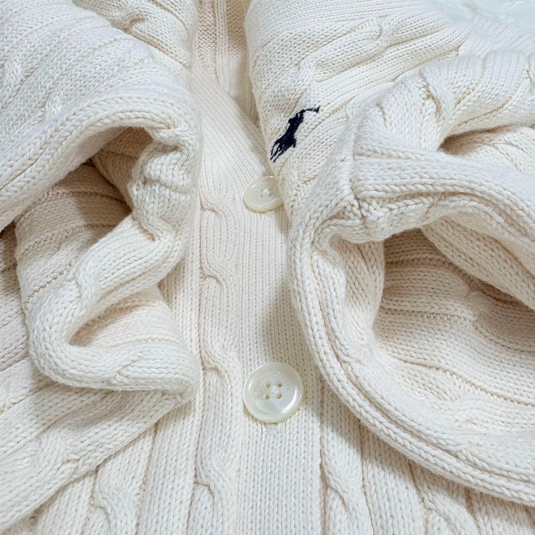 ポロラルフローレン　ローゲージ　カーディガン　綿100% L エクリュカラー