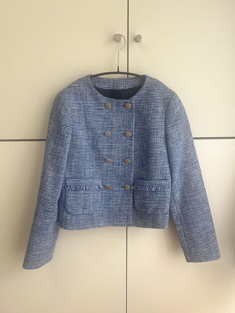 【未使用】メランジツイードノーカラー ジャケット ANAYI アナイ