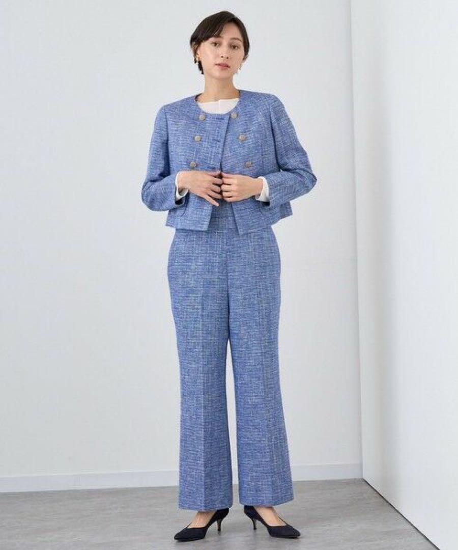 【未使用】メランジツイードノーカラー ジャケット ANAYI アナイ