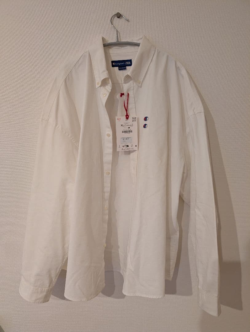 CHAMPION ® X ZARA パッチ付きオックスフォードシャツXL LL Champion WWW_HOMU-JOURNEY_COM