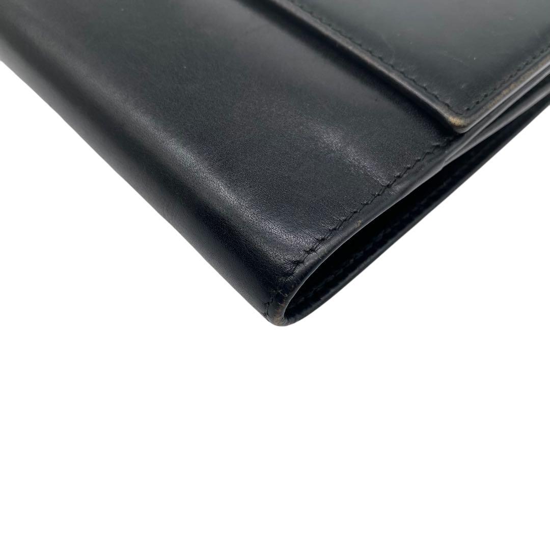 【美品】GUCCI 折り財布　Gロゴ　金具　レザー　黒