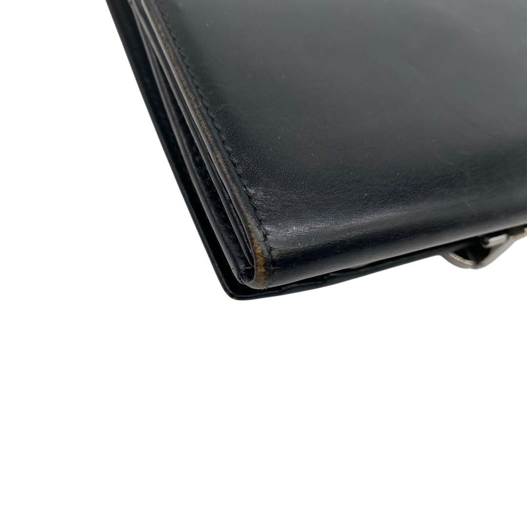【美品】GUCCI 折り財布　Gロゴ　金具　レザー　黒