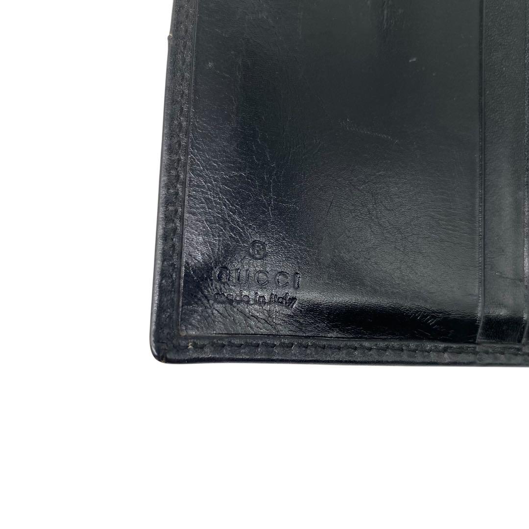 【美品】GUCCI 折り財布　Gロゴ　金具　レザー　黒