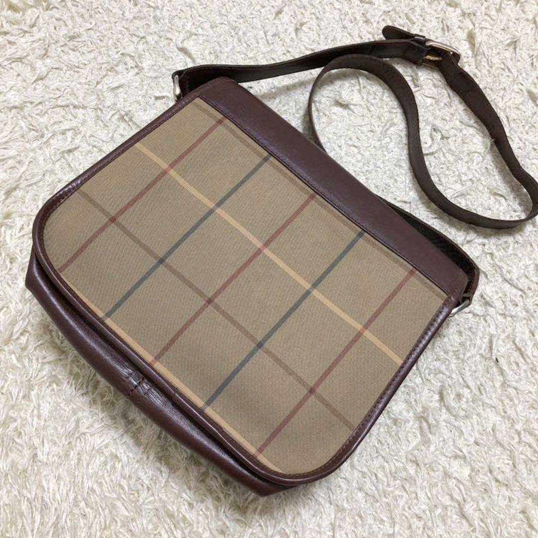であった▾ バーバリー ショルダーバッグ タマムシ色 ビンテージ LzAp6-m20996751525 斜めがけ可 ノバチェック バッグ