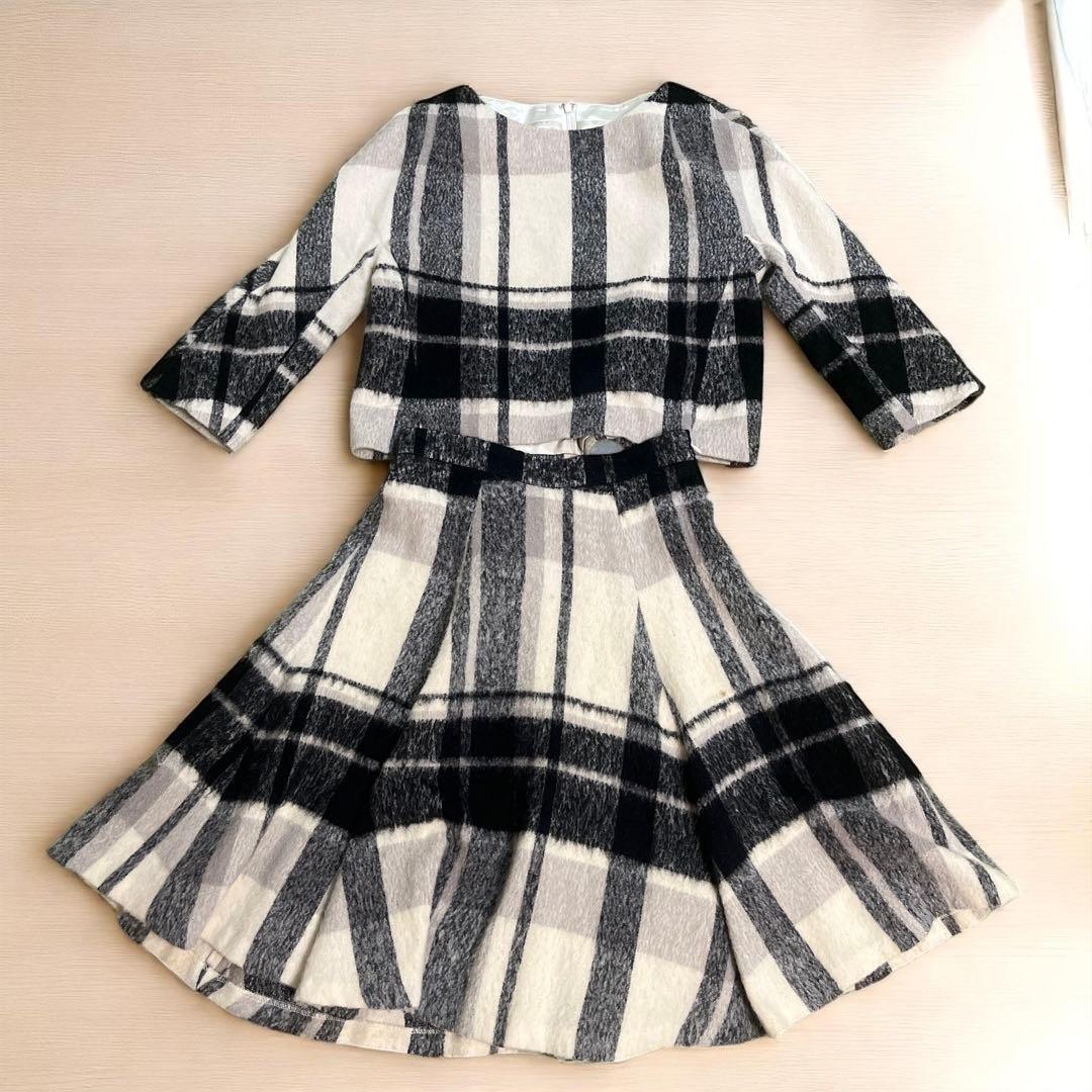 美品 グレースコンチネンタル チェックセットアップ 36 スカート　上下
