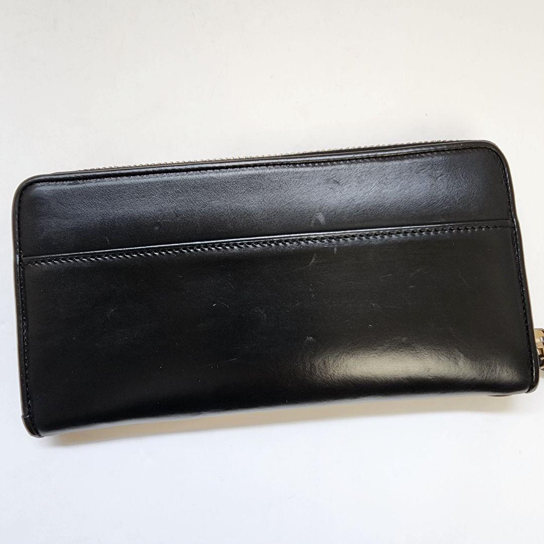【美品】ガンゾ 長財布 コードバン ラウンドファスナー エンボスロゴ 濃茶系