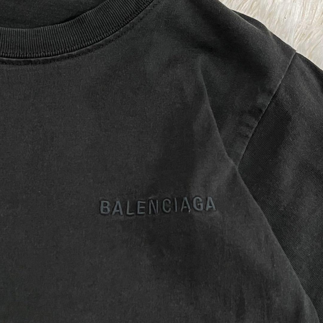BALENCIAGA バレンシアガ バックロゴ ダークグレー Tシャツ