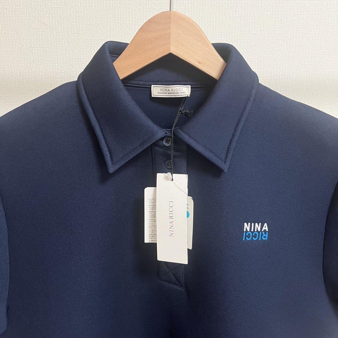 新品タグ付　NINA RICCI ニナリッチ　ネイビー　ポロワンピース　定価9万 新品タグ付 NINA RICCI ニナリッチ ネイビー ポロ ドレス
