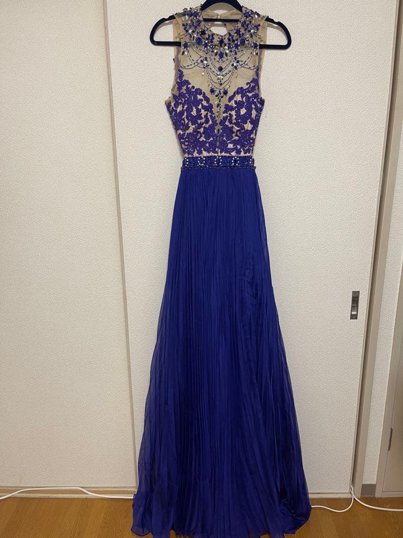 Q352★ビーズ刺繍 紫 プリーツドレス Q352★ビーズ刺繍 紫 プリーツドレス