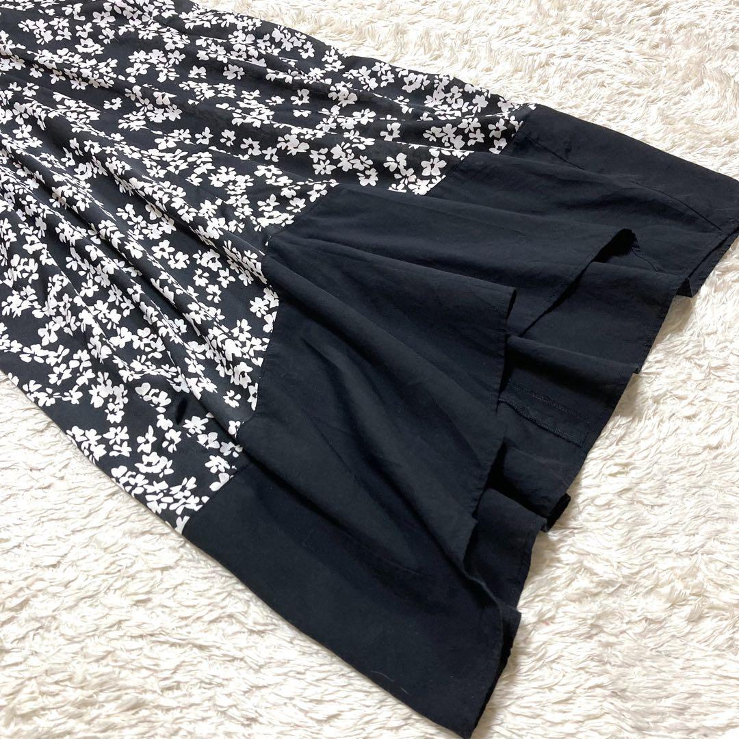 ★23AW★スタイリング フラワー ロングワンピース シフォン 切替 ギャザー