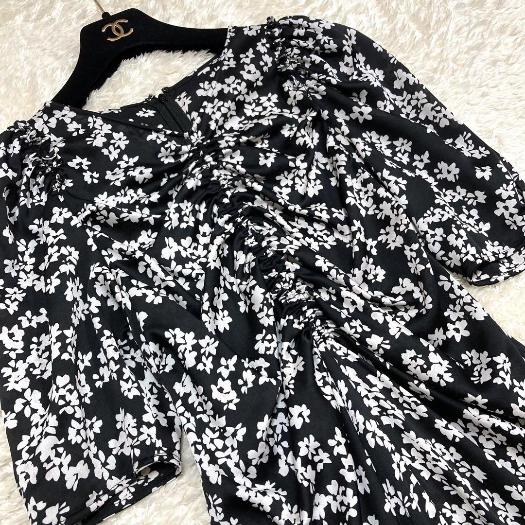 ★23AW★スタイリング フラワー ロングワンピース シフォン 切替 ギャザー