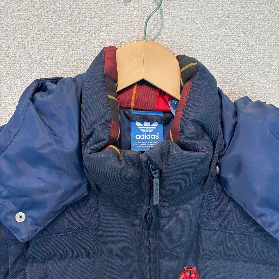 adidas ダウン ベスト ジャケット ネイビー チェック 赤 M 2wayM adidas WWW_SHINETEETH_COM