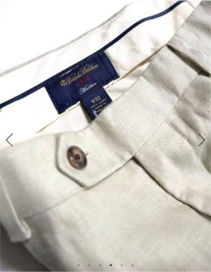 お得安い Brooks Brothers 2タックリネンパンツ スラックス VZ9vd-m21037705939 超激安好評