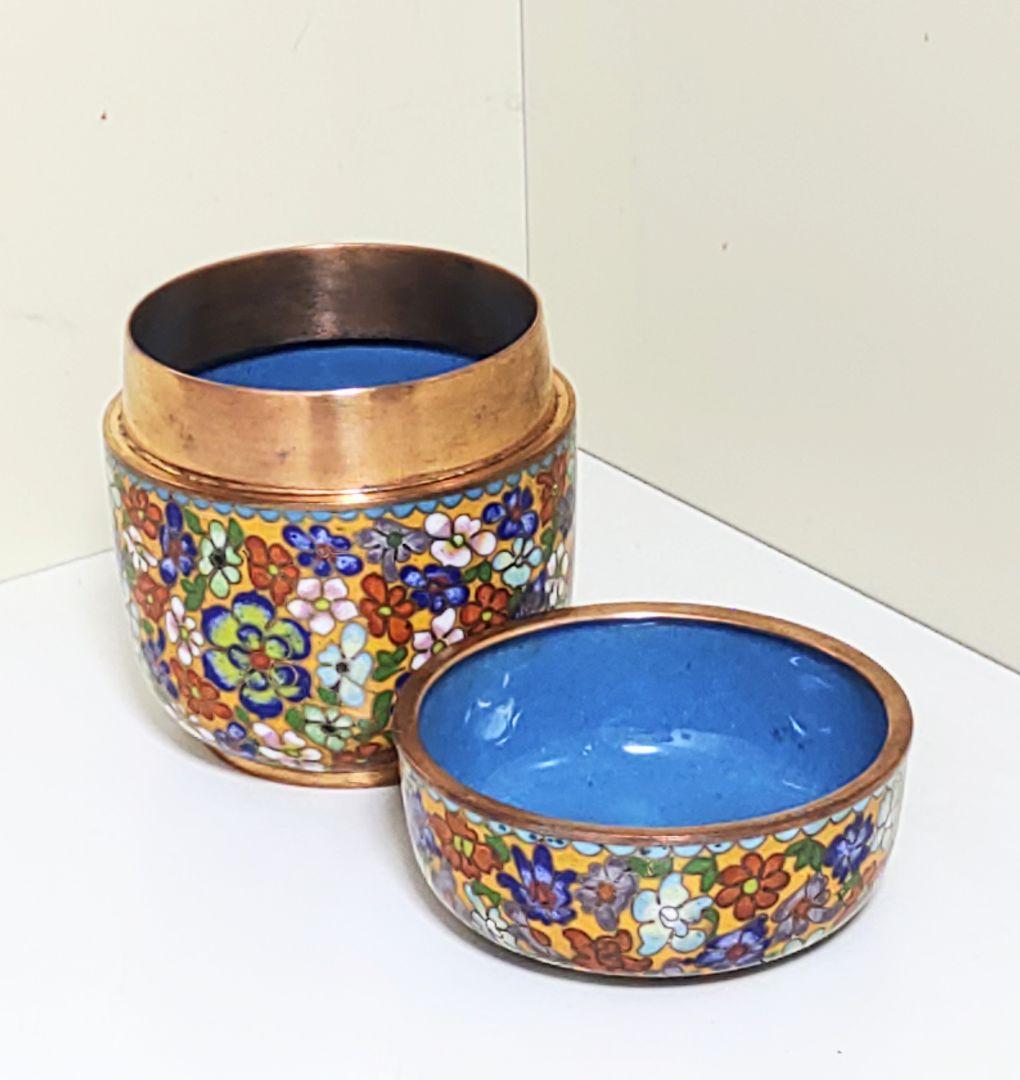 美品 【即購入OK】七宝焼 棗 景泰藍 未使用 美品 中国美術工芸品 茶道 純正店舗 茶道具 茶筒 茶入 七宝焼 景泰蓝 中國美術 金属工芸